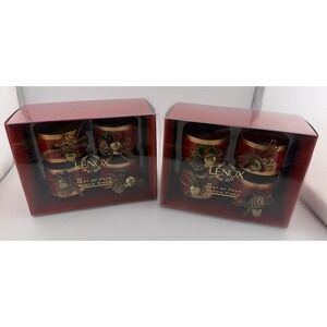 Lenox Set of 8 Winter Greetings Napkin‎ Rings Pinecone Acorn Christmas Holiday